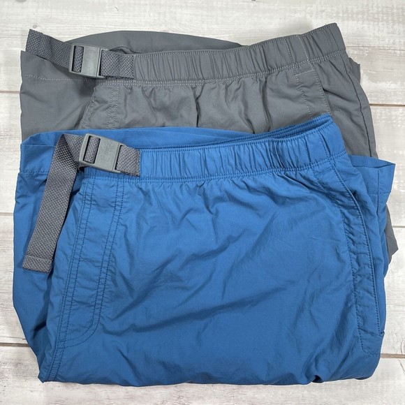 Lot of 2 Columbia Men's XXL‎ Blue Gray Nylon Hiking Outdoor Shorts With Belt - Picture 1 of 11